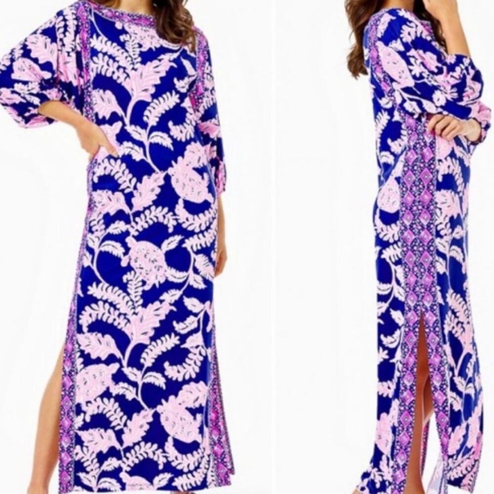 Lilly Pulitzer Maxi Dress 10 Silva Tropical Large Long Dress Medium Turtle Boho